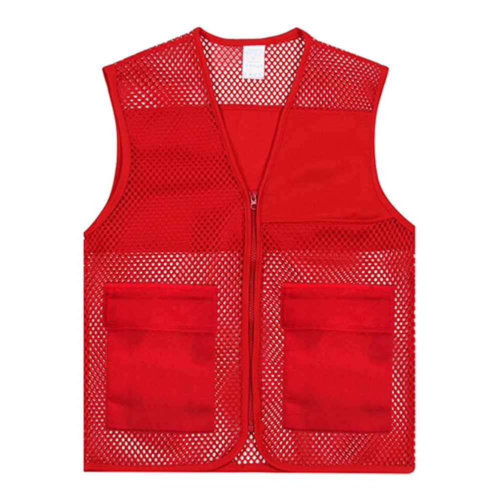 Toptie Adult Mesh Volunteer Vest Activity Team Supermarket Vest With Pocket(5 Packs)-Red-2XL