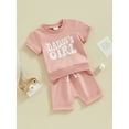 thumbnail image 2 of Bagilaanoe 2pcs Toddler Baby Girl Shorts Set Short Sleeve Letter Print T Shirt Tops + Shorts 6M 12M 18M 24M 3T Kids Casual Summer Clothes, 2 of 8