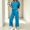 Blue, variant on IUYRTFE Women's Crew Neck Short Sleeve Top and Elastic Waist Long Pants Set Casual Two Piece Lounge Outfit with Pockets