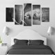 thumbnail image 3 of Cuadro Decorativo Elefante Madre E Hijo Blanco Y Negro Juego De 5 Piezas 150x80cm Ideal Para Sala Oficina Decoración Moderna, 3 of 5