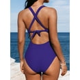 thumbnail image 2 of CUPSHE Women's One Piece Swimsuit Tummy Control Deep V Neck Double Straps Crisscross Back Tie Bathing Suit, 2 of 5