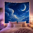 thumbnail image 2 of Crescent Moon and Stars Against Billowy Clouds Dreamy Celestial for Space Lovers Celestial Wall Art Decor Housewarming Gift Tapestry Wall Hanging for Bedroom and Living Room, 2 of 7
