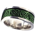 thumbnail image 4 of Green Celtic Spinner Ring Norse Anti Anxiety Viking Band Unisex Fantasy Forge Jewelry, 4 of 5