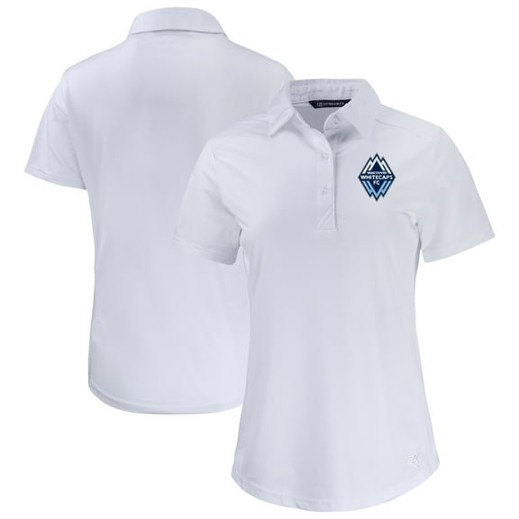 Women's-Cutter & Buck  White Vancouver Whitecaps FC Prospect Eco Textured Stretch Recycled Polo