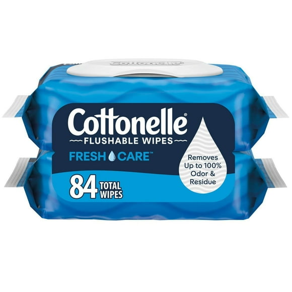 Débarbouillettes jetables dans les toilettes Cottonelle® Fresh Care*, recharge, 84 unités 84 débarbouillettes
