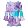 thumbnail image 4 of Pompotops Tunique Décontractée à Manches 3/4 Imprimée Florale Col en V pour Femmes Chemises Basiques d'Été Blouse Plissée Liquidation, 4 of 5