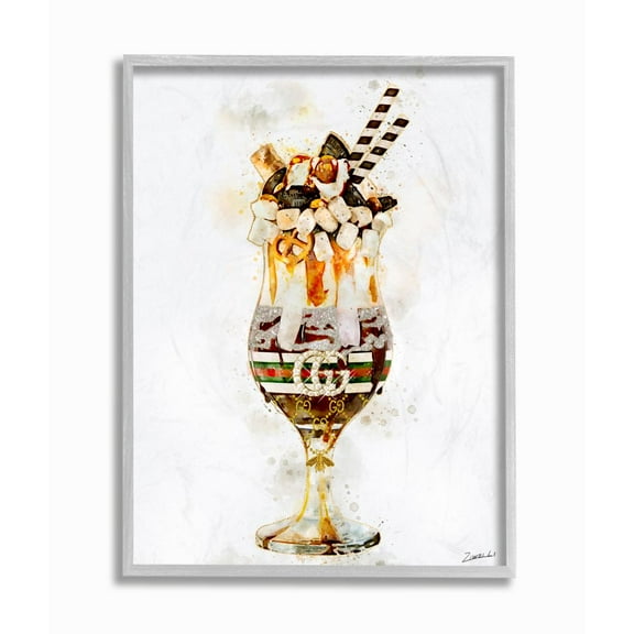Stupell Industries Fashion Brand Dessert Glass Watercolor Painting Framed Wall Art by Ziwei Li