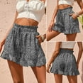thumbnail image 2 of GEWSEY Womens Skorts Floral Ruffled Chiffon Flowy Shorts Summer Flared Mini Skirts Grey, XL, 2 of 9