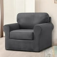 thumbnail image 4 of JIAN YA NA Stretch Velvet Sofa Cover with Separate Cushion Slipcover (Dark Gray, 1 Seater-3 Pieces), 4 of 12