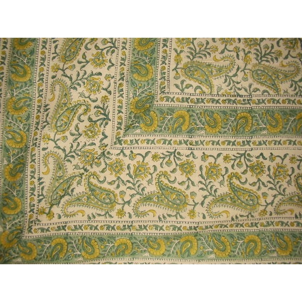 Rajasthan Block Print Paisley Tapestry Cotton Spread 104" x 70" Twin