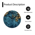 thumbnail image 4 of 12 Inch Wall Clock Battery Operated Silent Clock Decorative for Office, Kitchen, Outdoor, Living Room，Floral Eucalyptus Leaves and Gold Simple, 4 of 4