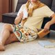 thumbnail image 5 of Balery Mushrooms And Rainbows Peace Pantalones cortos de pijama de punto de algodón para hombre con cinturilla y bolsillos-3X-Large, 5 of 6