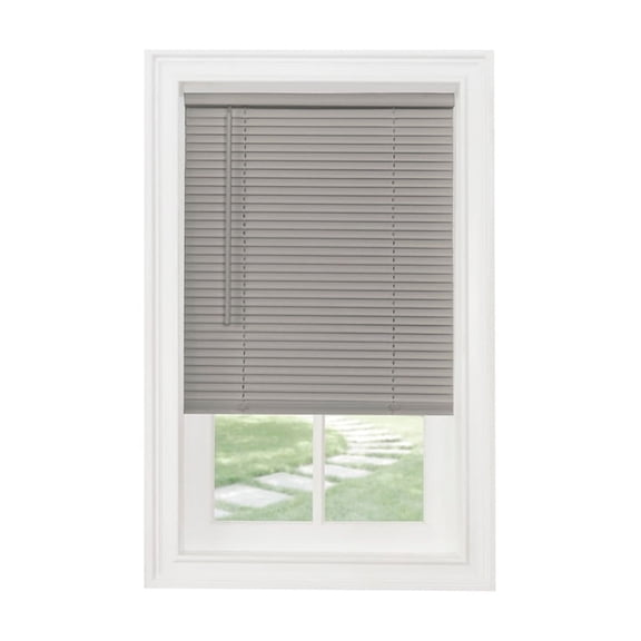 Variety 1" Light Filtering Mini Blind 29x64 - Grey, Cordless with Tilt Wand, No Cords, Hidden Brackets, Fits Windows 3/8" Smaller