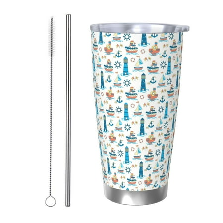 

Tideii Lighthouse And Sea for 20OZ Car Cup Stainless Steel Cold and Hot Cup with Lid Suitable for Outdoor and Home Unisex-Straw Two-piece Set