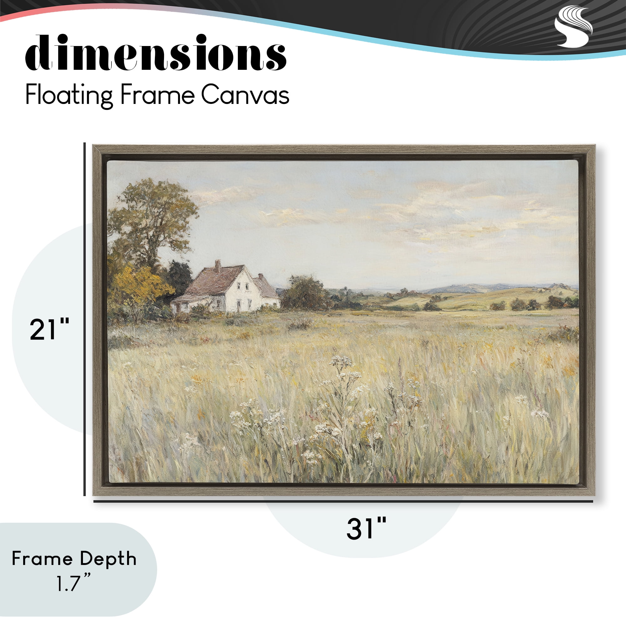 Stupell Industries Country Living in Golden Meadow Brown Framed Floater Canvas Wall Art, design by Petal Prints Design