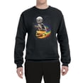 thumbnail image 2 of Funny Graphic Astronaut Cat in Space on Cheeseburger | Mens Cat Lover Crewneck Graphic Sweatshirt, Black, Small, 2 of 3