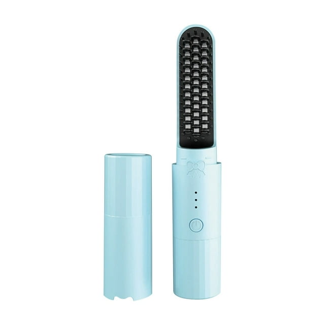 Cepillo alisador de pelo inalámbrico con iones negativos, calentamiento rápido, protección contra quemaduras, recargable por USB, portátil para viajes, alisa y riza todo tipo de cabello, mini