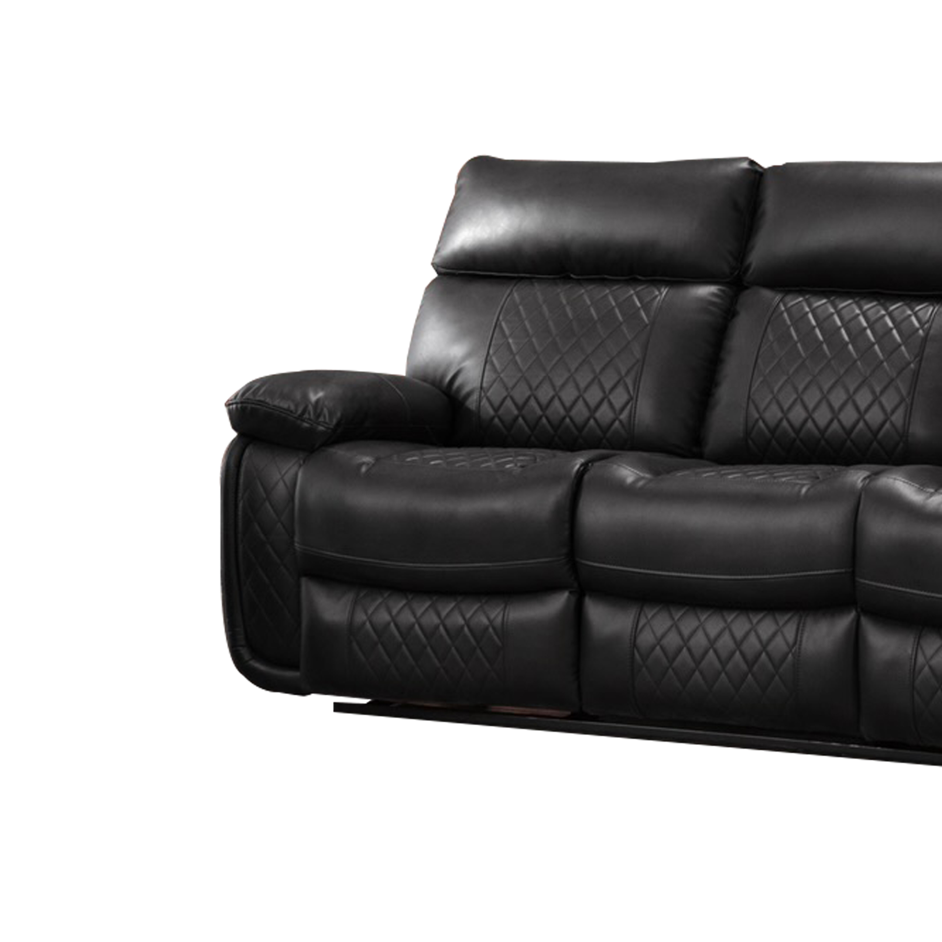 Contemporary Living Room Faux Leather Upholstered Sofa, Black