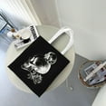 thumbnail image 7 of DouZhe Reusable Grocery Bags, Death Skeleton Skull Rose Lightweight Polyester Canvas Cloth Tote Bag for Travle Gym Shopping School, 15" x 16", 7 of 7