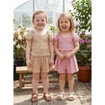 thumbnail image 5 of Cenuakty Toddler Newborn 6M 12M 18M 24M 2T 3T Girl Summer Outfits Solid Color Short Sleeve Buttons Waffle Tops and Pleated Shorts 2Pcs Clothes Set, 5 of 9