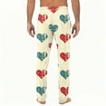 thumbnail image 5 of Men's Drawstring Pocket Cuffed Print Pants, Valentine's Day Casual Home Sleep Pants for Gift, Holiday and Cozy Wear,Complexion,L, 5 of 7