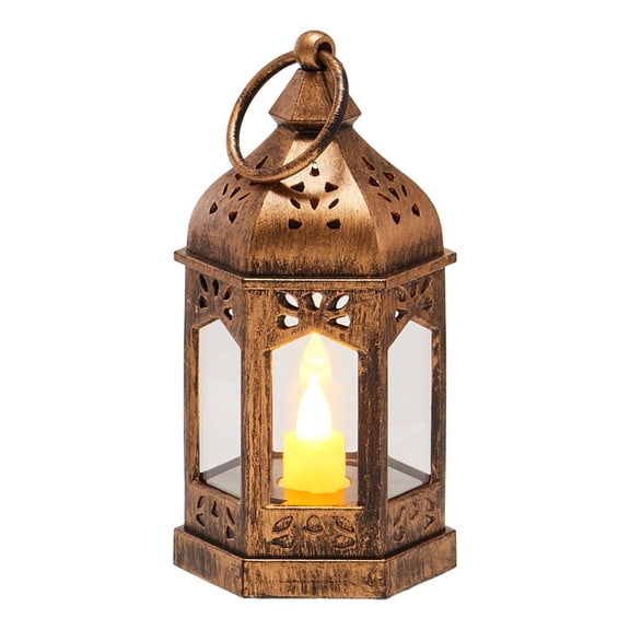 Decorative Candle Lanterns 12 Pack, LED Flameless Candles, Bronze Plastic & Glass Holder, Hanging Indoor Outdoor Lanterns for Wedding, Party, Table Decor