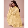 thumbnail image 6 of Yellow Solid Color Layered Stand Collar Elegant Long Sleeve Mini Dress, 6 of 8