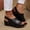 Black, variant on Women's Plus Size Thick Sole Peep Toe Wedge Sandals, Platform Height Increasing Design, Fashion Comfortable Daily Summer Shoes Brown 36