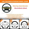 thumbnail image 2 of Non-Slip Leather Carbon Fiber Steering Wheel Cover, 14.5-15 Inches Universal Fit for Cars & Trucks, Breathable Auto Interior Protective Accessory, 2 of 12
