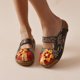 thumbnail image 5 of Sandalias de tacón plano con estampado de flores manuales para mujer, con bloques de colores personalizados Wmkox8yii  nm778, 5 of 8