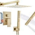 thumbnail image 2 of Shower Faucet Set Rainfall Shower System with Square Showerhead and Handle Set Fixture with in Function Handheld Sprayer Wall Mounted Trim Repair Kit Rough-in Valve  Polish Chrome, 2 of 4
