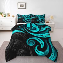Manfei Geometric Swirl Lines Full Size Comforter Sets 3-Piece for Female Men Women,Vintage Aesthetic Bedding Comforter Set,Abstract Stripes Lightweight Bedding Sets,Ultra Soft Home Decor,Reversible