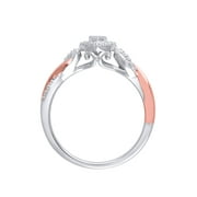Hold My Hand 1/10 Ct Natural Diamond Promise Heart Ring for Women in 14K Rose Gold Plated