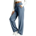 thumbnail image 3 of Ozmmyan Womens Wide Leg Sweatpants High Elastic Waisted Drawstring Loose Casual Pants with Pockets Comfy Lounge Trousers for Fall, 3 of 8
