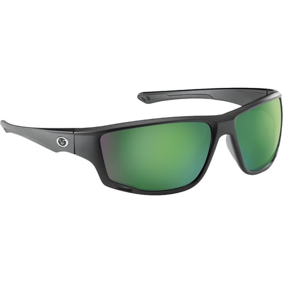 Flying Fisherman Solstice Polarized Sunglasses - Matte Black/Amber-Green Mirror