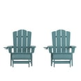 thumbnail image 2 of BizChair HDPE Adirondack Chair with Cup Holder and Pull Out Ottoman, All-Weather HDPE Indoor/Outdoor Lounge Chair in Blue, Set of 2, 2 of 12