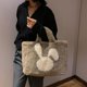 thumbnail image 4 of Bolsa De Felpa Bolso de mano de felpa de invierno lindo conejito para mujeres y niñas (caqui), 4 of 6