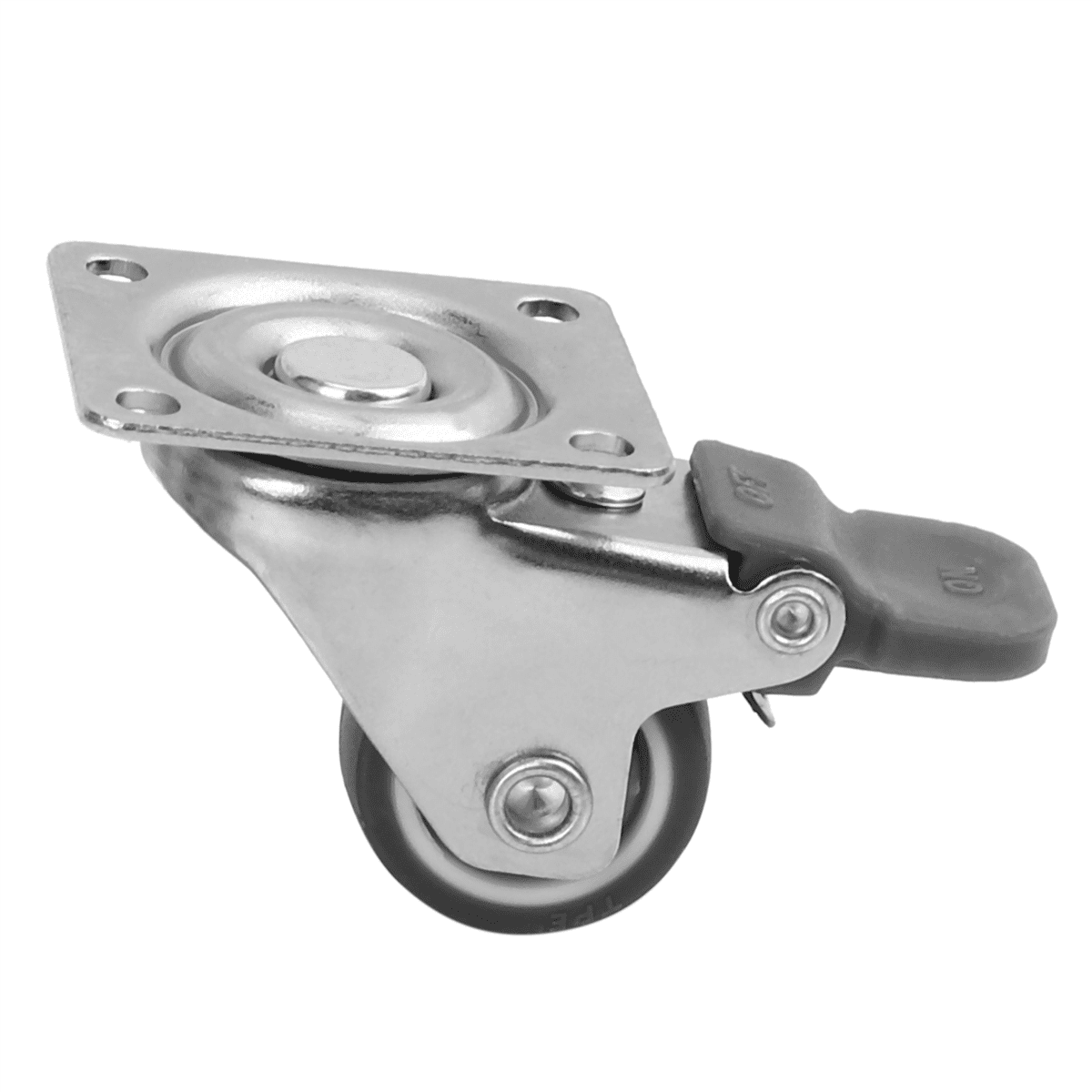 16 Pack 1 Inch Low Profile Casters Wheels Soft Rubber Swivel Caster with 360 Degree Top (8 with Brakes & 8 Without)