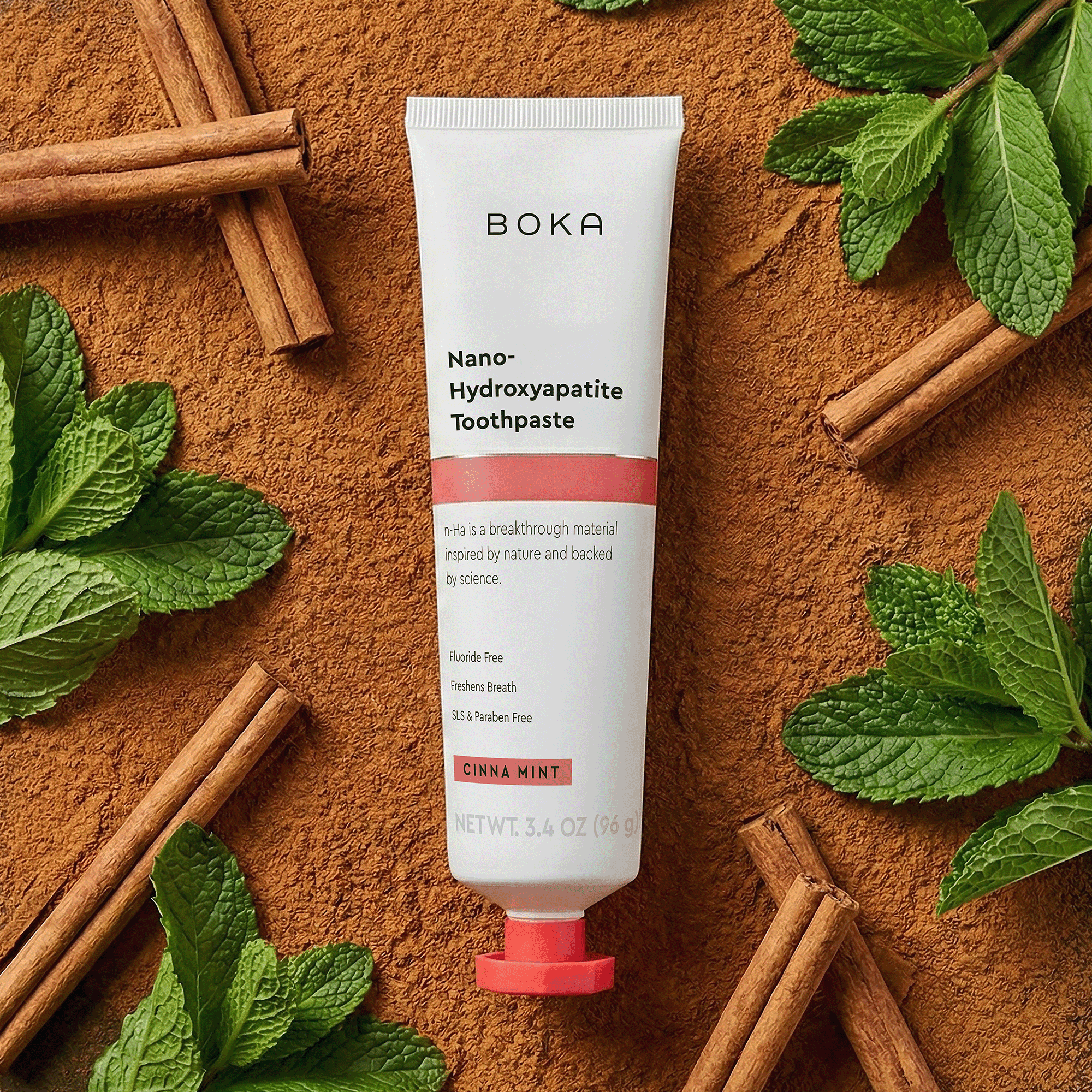 (2 pack) Boka Fluoride Free Toothpaste, Nano-Hydroxyapatite Toothpaste, Appropriate for Sensitive Teeth - Cinna Mint Flavor, 3.4 fl oz