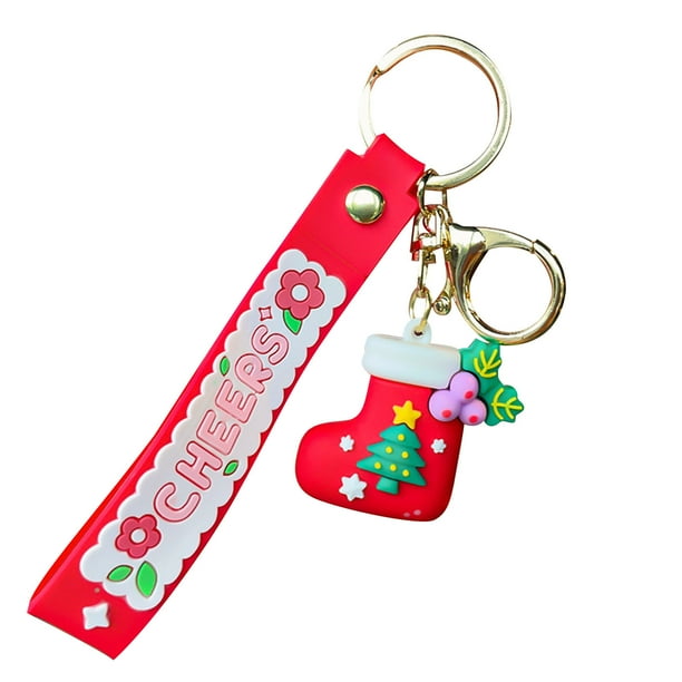 Llavero de Papá Noel con diseño de muñeco de nieve, colgante para mochila, llave de coche, regalo de Navidad