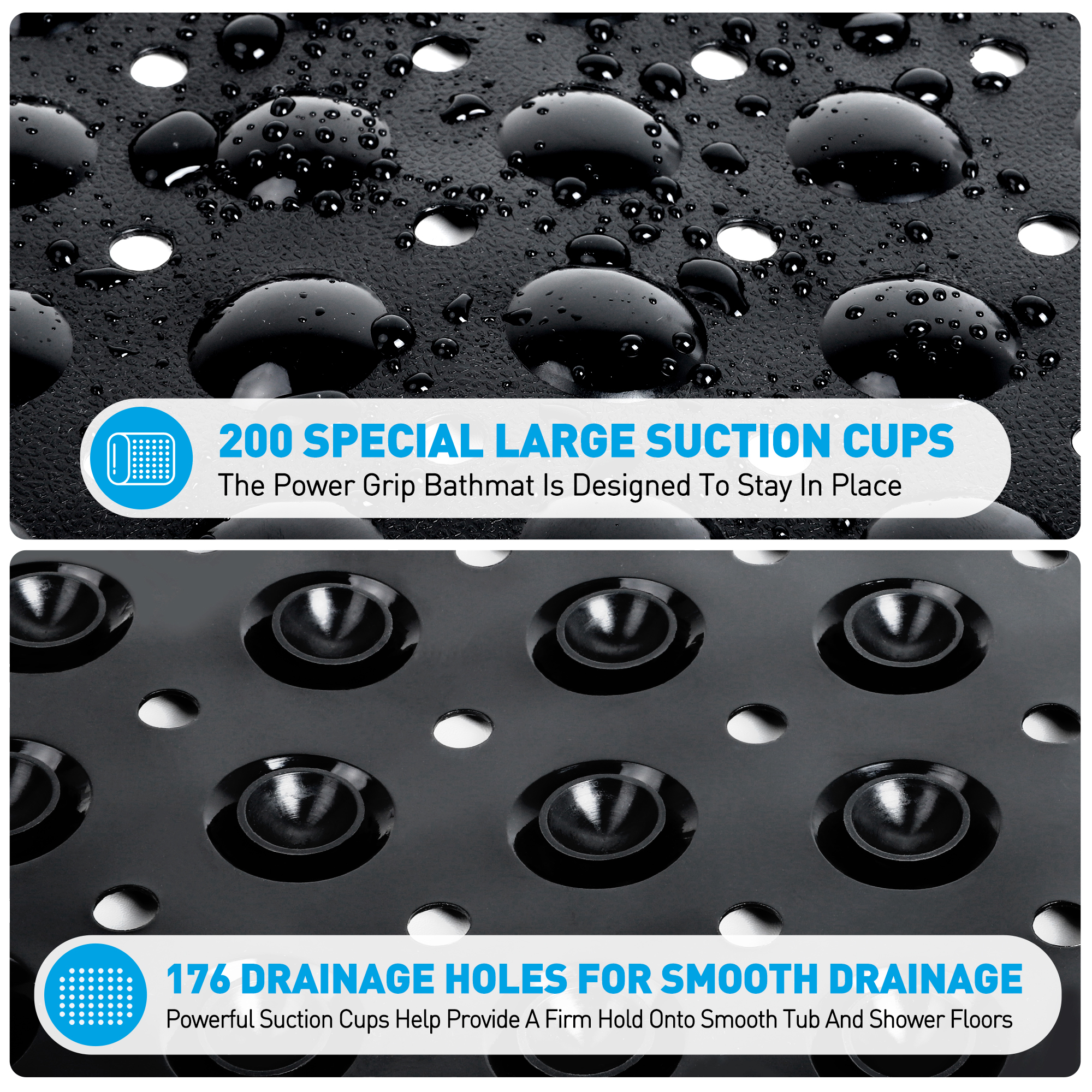 GPED Non-Slip Bathtub Mat, 39x16 inches, Black photo 2