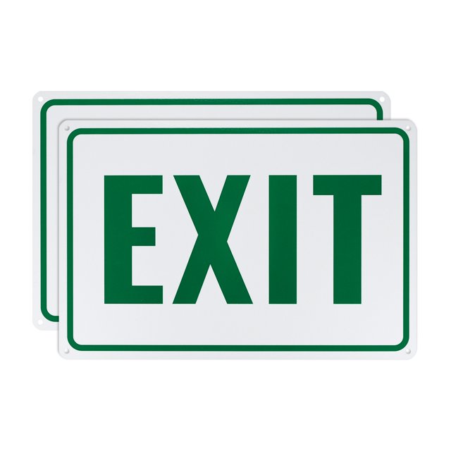 Uxcell 2 Pcs Señal de salida 11.81'' x 7.87'' Aluminio Reflectante Entrar Aquí Señales Letras Verdes sobre Fondo Blanco