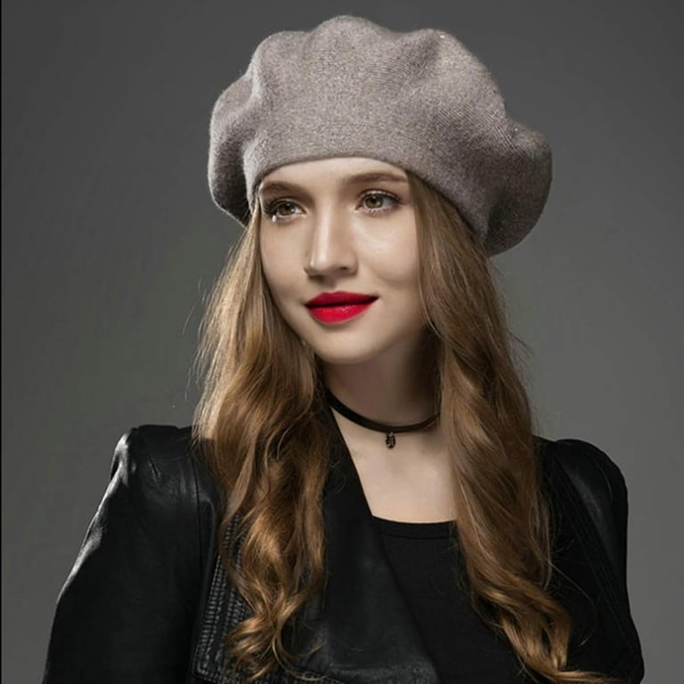 Women Beret Hat French Wool Beret Beanie Cap Classic Solid  display picture 1