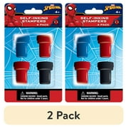 (2 pack) Marvel Spider-Man Multi-Color Self-Inking Plastic Stamper Party Favor, 4 Count