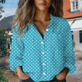 thumbnail image 2 of Cqxid525 Ladies Tops And Blouses Women Cotton Shirt Printed Fashion Button Down Shirts Casual Tops Long Sleeve Blouse Blue L, 2 of 4