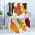 thumbnail image 4 of Fall Soft Flannel Fleece Blanket, Realistic Illustration of Dried Seasonal Foliage with Raindrops on a Vein Background, Cozy Plush for Indoor and Outdoor Use, 70" x 90", Multicolor, by Ambesonne, 4 of 5
