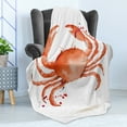 thumbnail image 4 of Crabs Soft Flannel Fleece Throw Blanket, Sea Animals Theme in Watercolor Style Effect a Big Crab on White Background Print, Cozy Plush for Indoor and Outdoor Use, 50" x 60", Vermilion, by Ambesonne, 4 of 5