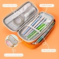 thumbnail image 3 of CNKOO 1 Pcs Zipper Closure Pencil Case with Inner Net Bag Canvas Color Matching Large Capacity Canvas Stationery Box School Supplies, 3 of 10