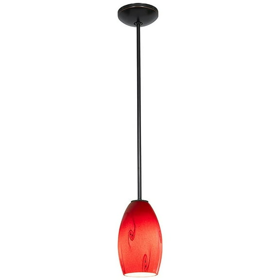 Access Lighting Merlot Bronze LED Rod Pendant, Red Sky Shade