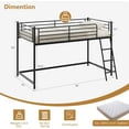 thumbnail image 2 of Matladin Low Loft Bed Twin Size, Metal Kids Loft Bed Frame with 15” High Guardrail for Boys Girls, Junior, Space Saving, Mattress Not Included, 2 of 9